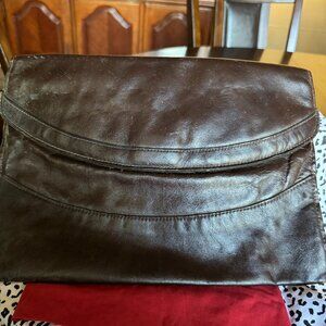 Vintage Brown Leather Clutch by Talon